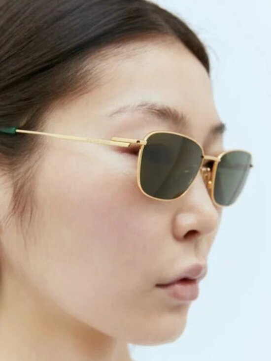 Bottega Veneta Women Sunglasses Gold Green Rectangle BV1300S 002 NEW AUTHENTIC main image 4
